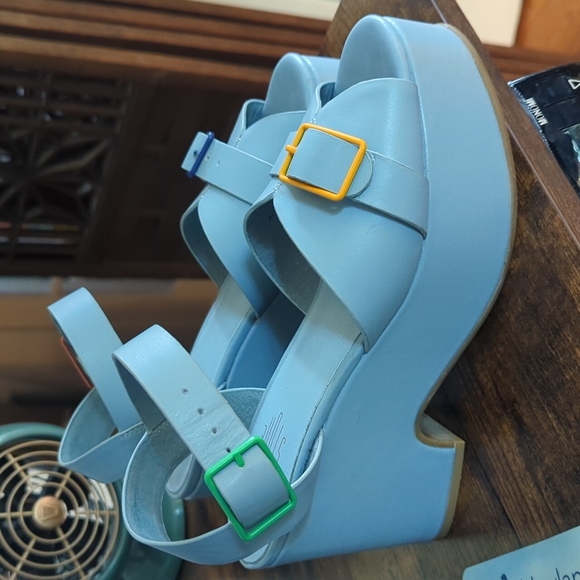 EUC Charlotte Stone Raf Baby Blue platforms sz 7 RARE - Picture 3 of 7